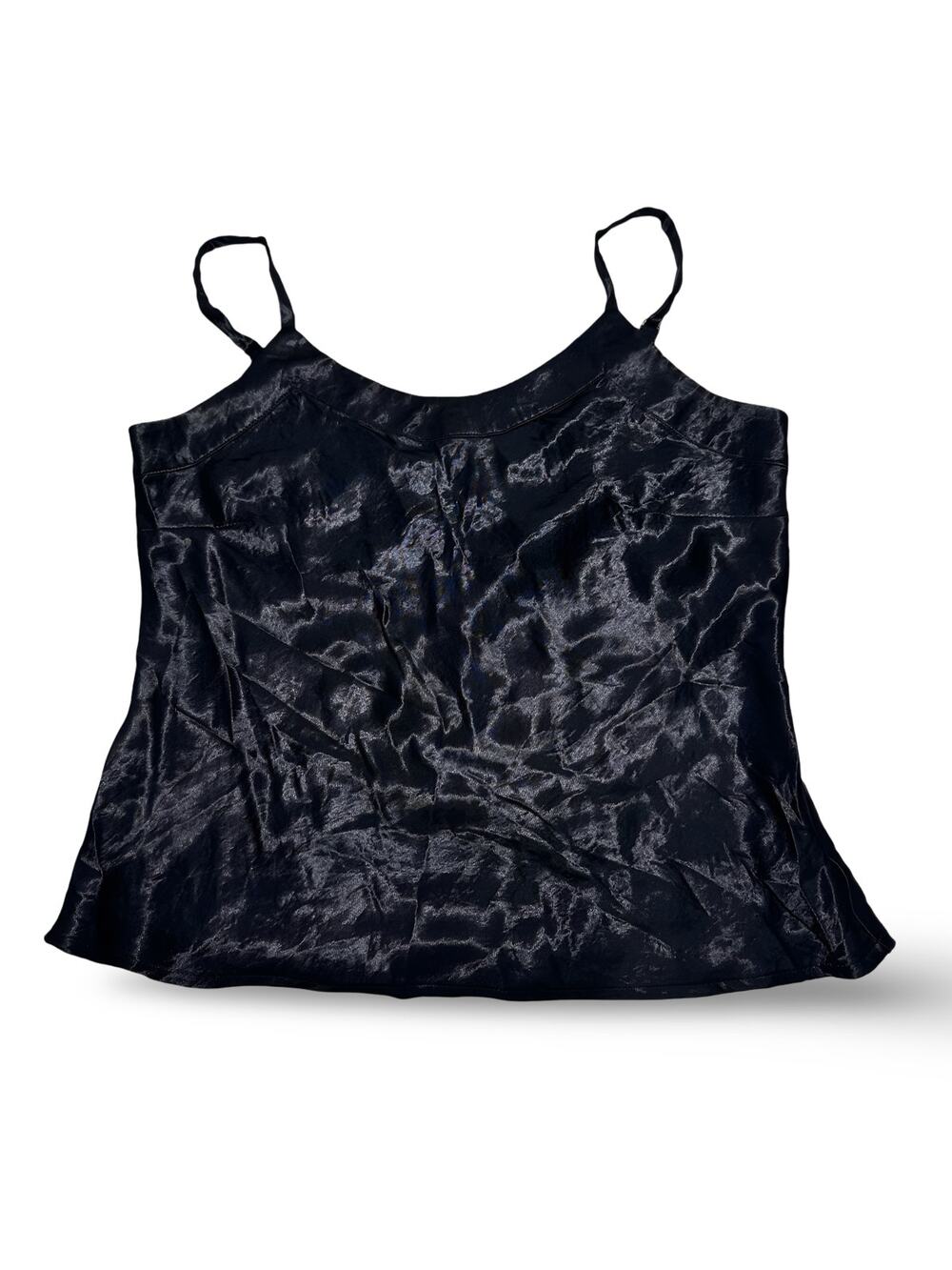 Vintage Attention Black Shimmery Silk Crushed Velvet Look Cami Size XS